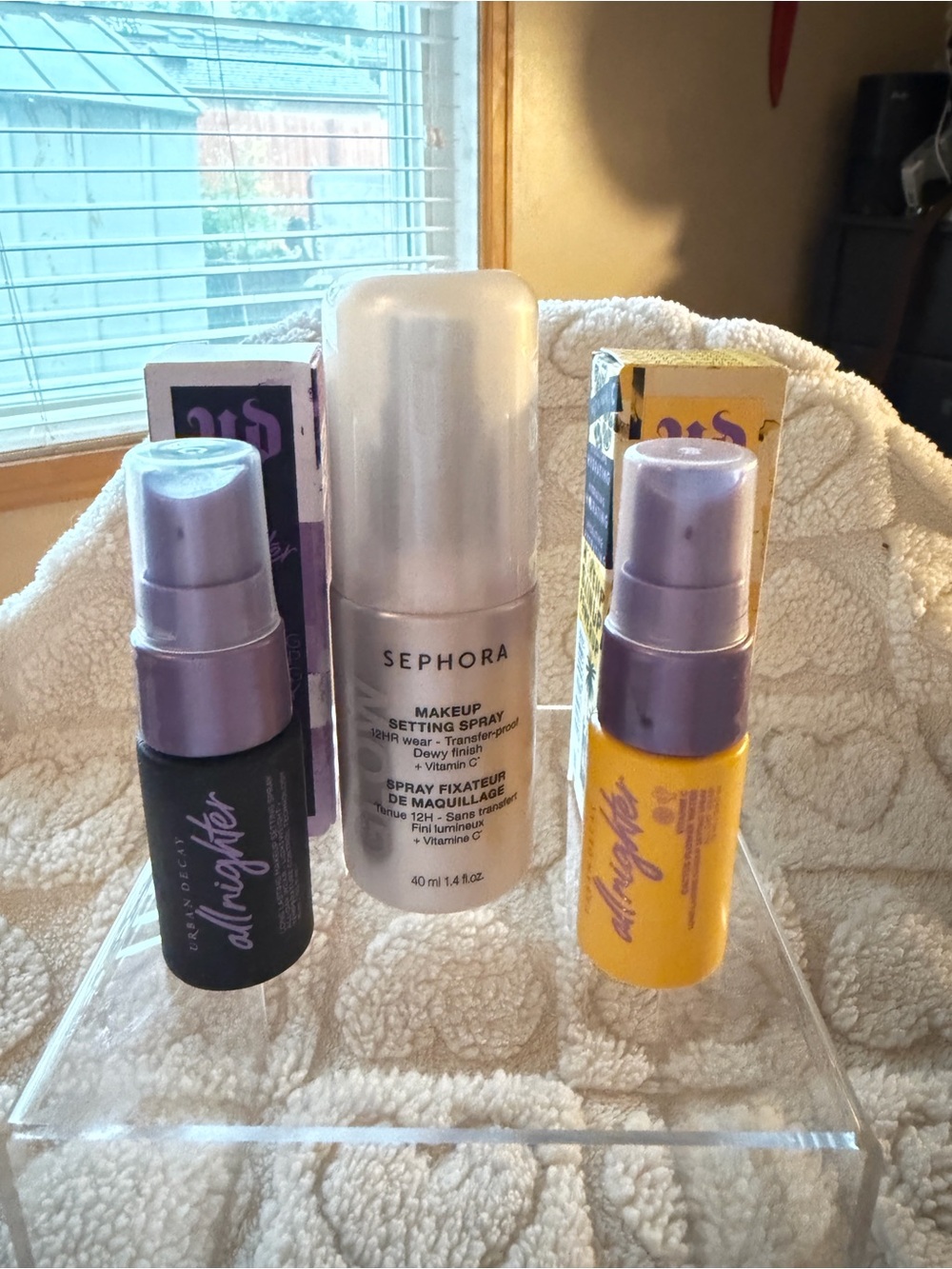 Sephora Silver Makeup Setting Spray bundle with urban dec with Purple-Top Accent